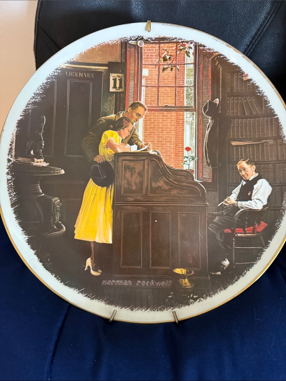 Norman Rockwell Collectable Wall Plate titled The Marriage License